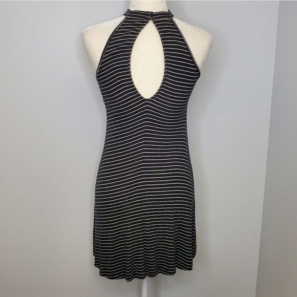 AMERICAN EAGLE dress high neck sleeveless black striped XS - Picture 4 of 6